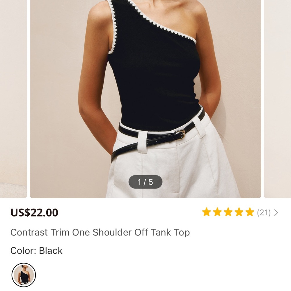 BRAND NEW WITH TAGS Commense Black Asymmetrical Fitted Tank Top